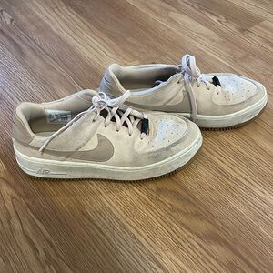 Nike Air Force 1s beige suede